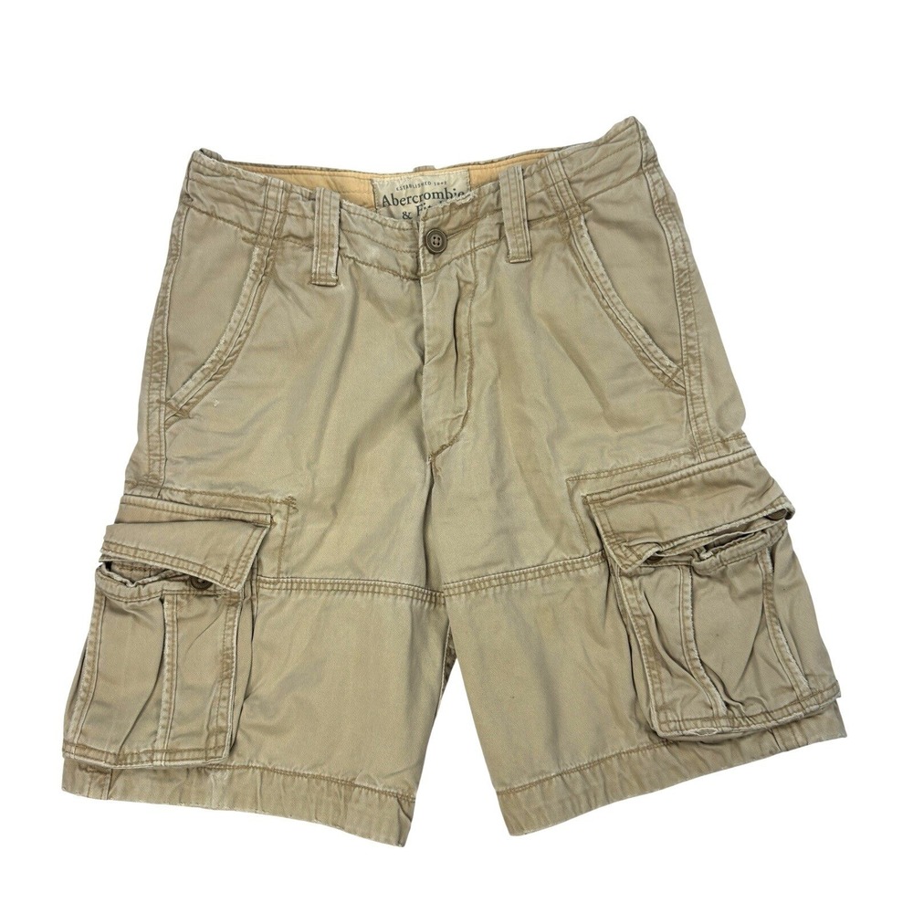 Vintage Y2K Abercrombie & Fitch Cargo Shorts‎ Mens Size 28 Tan Camo Drawstring